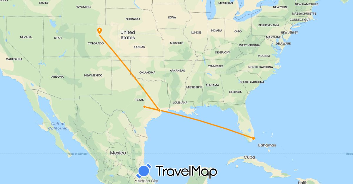 TravelMap itinerary: driving, hitchhiking in United States (North America)